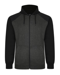 Bigdude Zip Thru Raglan Sleeve Hoody Black/Charcoal Tall